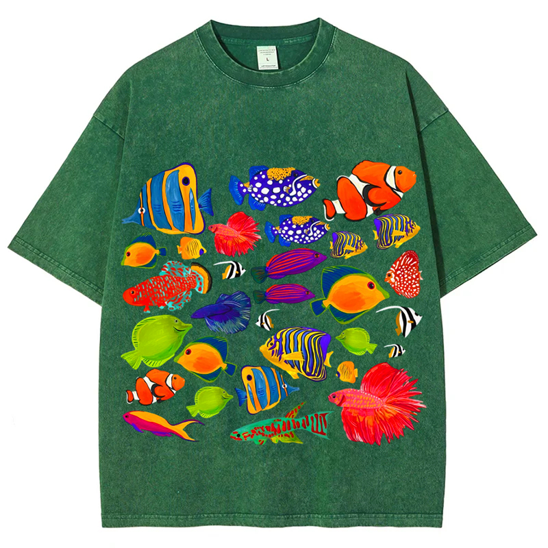 Sea Animals4 Solid Unisex Vintage Washed Tee