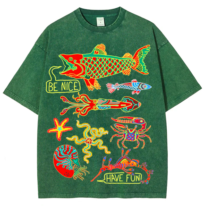 Sea Animals1 Solid Unisex Vintage Washed Tee