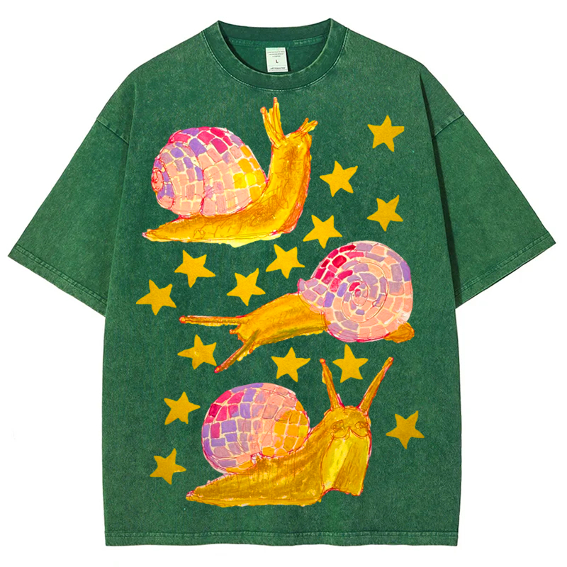 Star Snails Solid Unisex Vintage Washed Tee