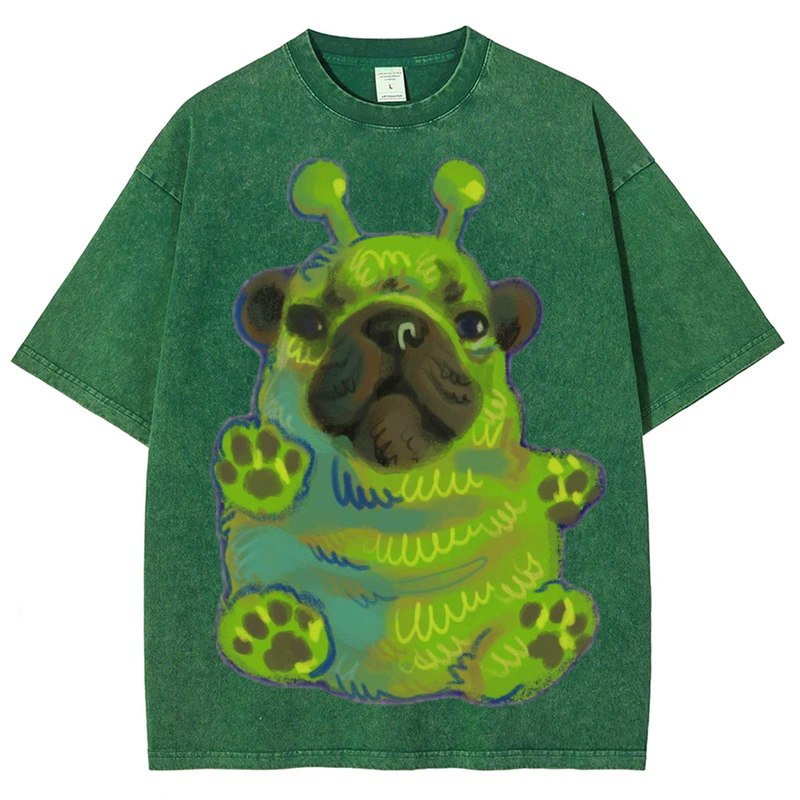 Green Dog Solid Unisex Vintage Washed Tee