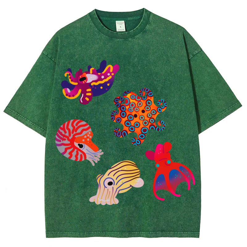 Sea Animals3 Solid Unisex Vintage Washed Tee