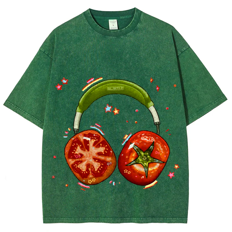 Tomato Hedset Solid Unisex Vintage Washed Tee