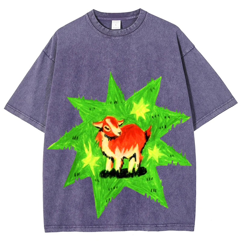 Star Lamb Solid Unisex Vintage Washed Tee