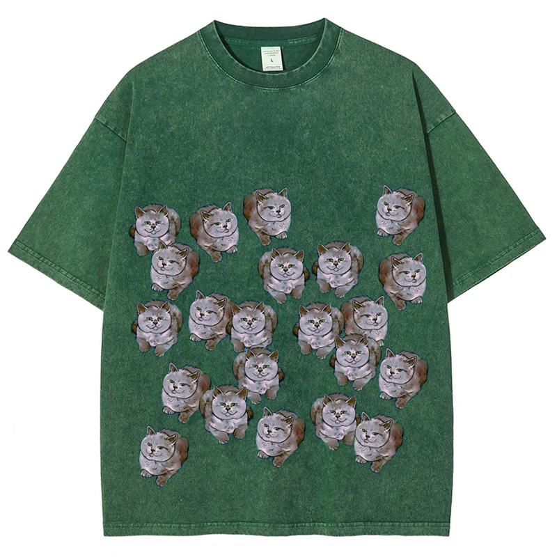 Gray Cats Solid Unisex Vintage Washed Tee