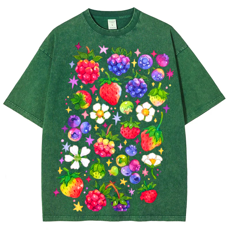 Kinds Of Fruits1 Solid Unisex Vintage Washed Tee