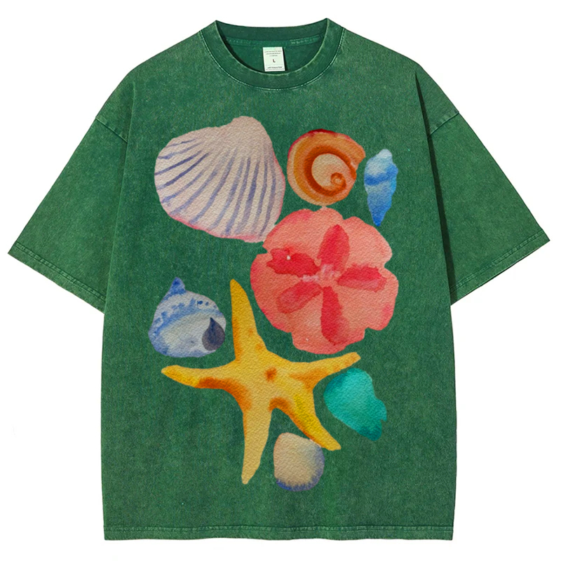Sea Animals5 Solid Unisex Vintage Washed Tee