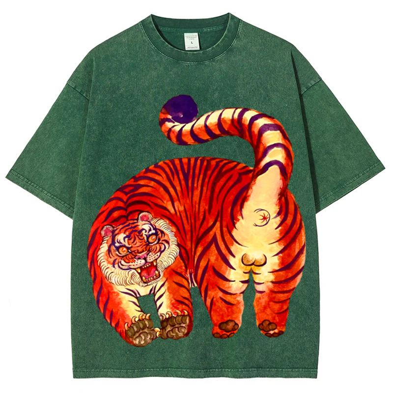Red Tiger Solid Unisex Vintage Washed Tee