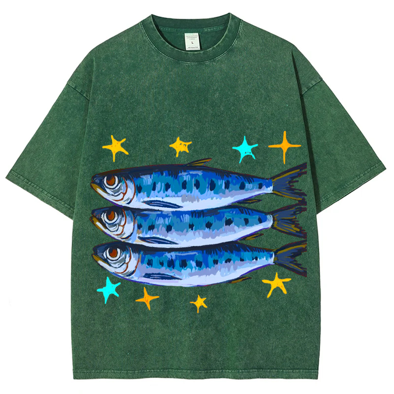 Sardines Solid Unisex Vintage Washed Tee
