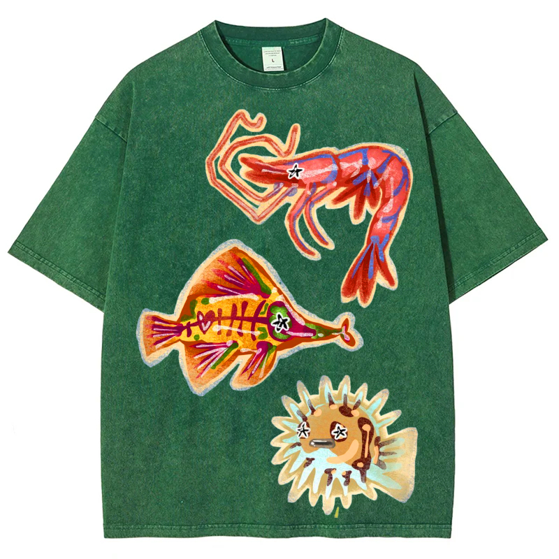 Sea Animals2 Solid Unisex Vintage Washed Tee