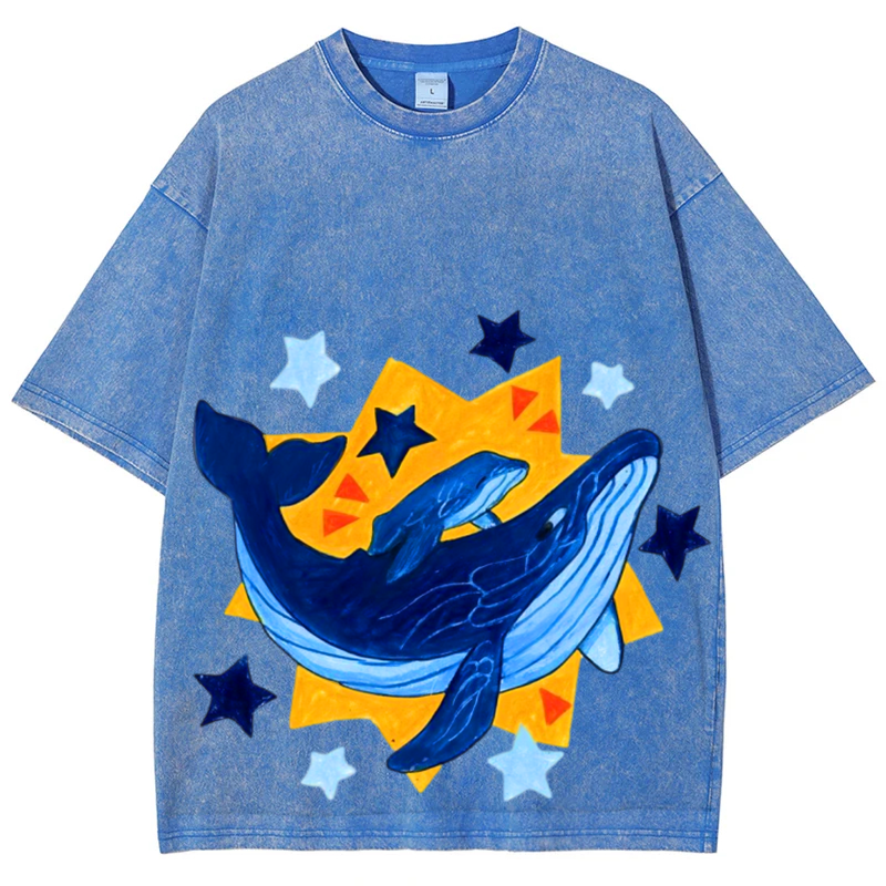 Star Whale Solid Unisex Vintage Washed Tee