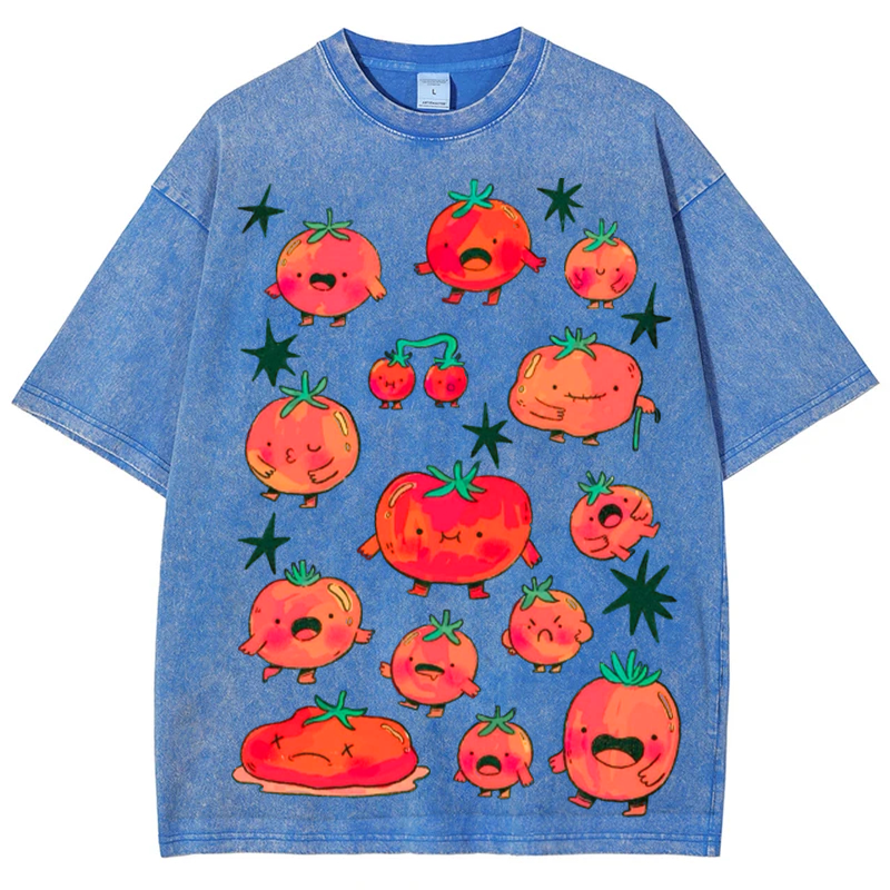 Cute Tomatos Solid Unisex Vintage Washed Tee