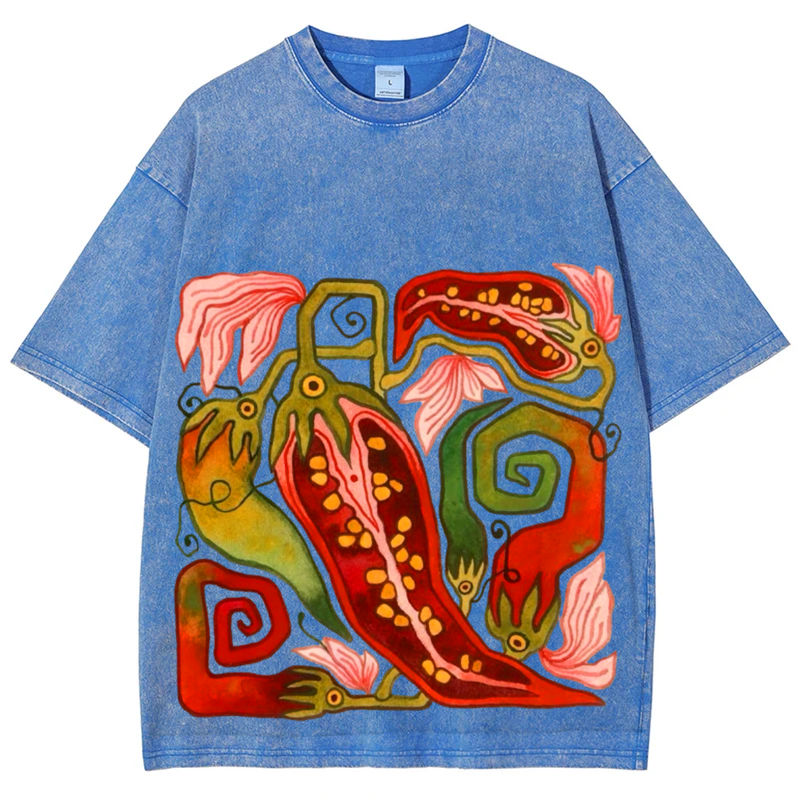 Red Pepper Solid Unisex Vintage Washed Tee