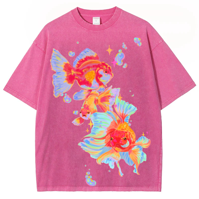 Koi Fish Solid Unisex Vintage Washed Tee