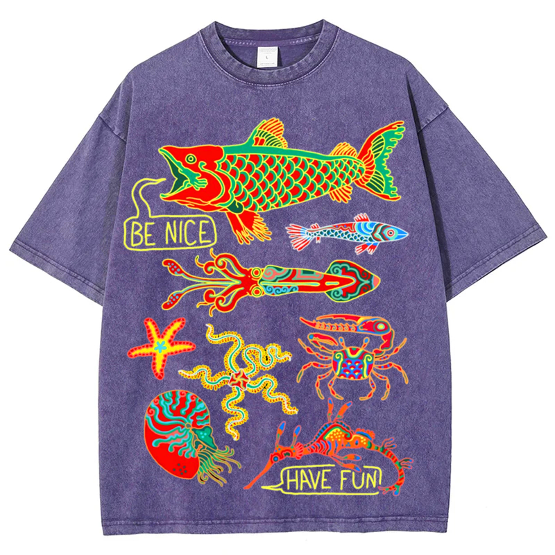 Sea Animals1 Solid Unisex Vintage Washed Tee