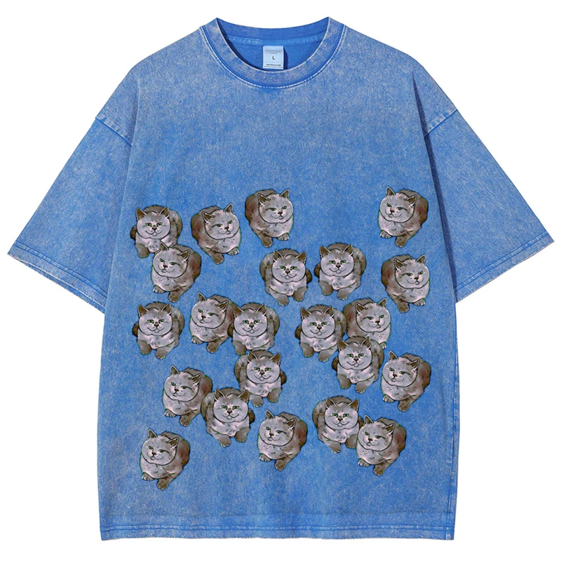 Gray Cats Solid Unisex Vintage Washed Tee