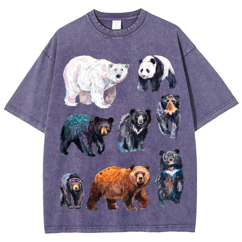 Cute Bears Solid Unisex Vintage Washed Tee