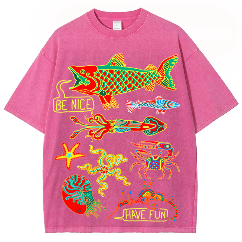 Have Fun Fish Solid Unisex Vintage Washed Tee