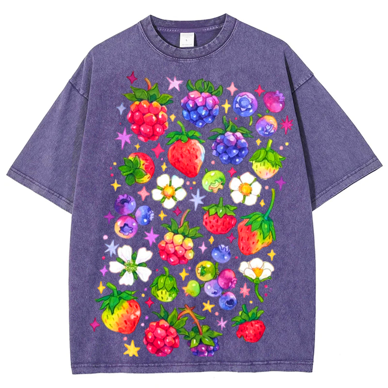 Kinds Of Fruits1 Solid Unisex Vintage Washed Tee
