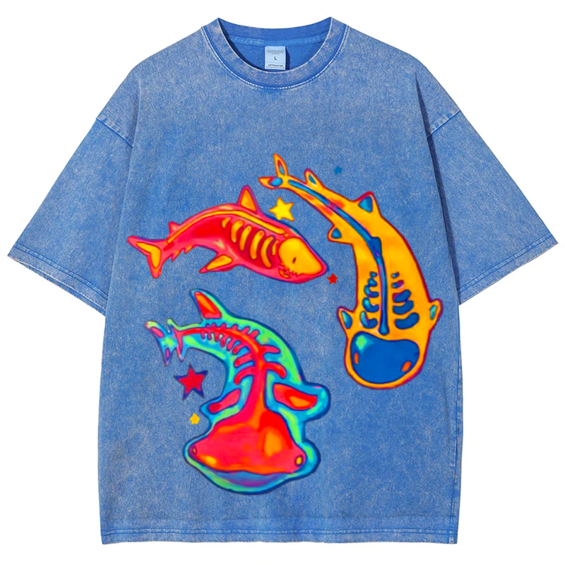 Sharks Fossil Solid Unisex Vintage Washed Tee