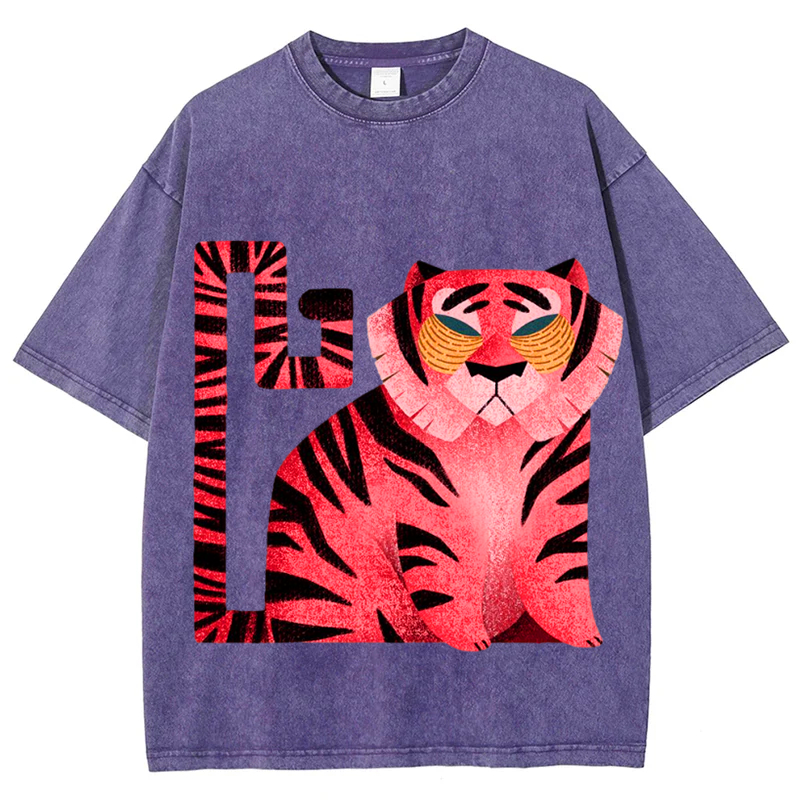 Square Tiger Solid Unisex Vintage Washed Tee