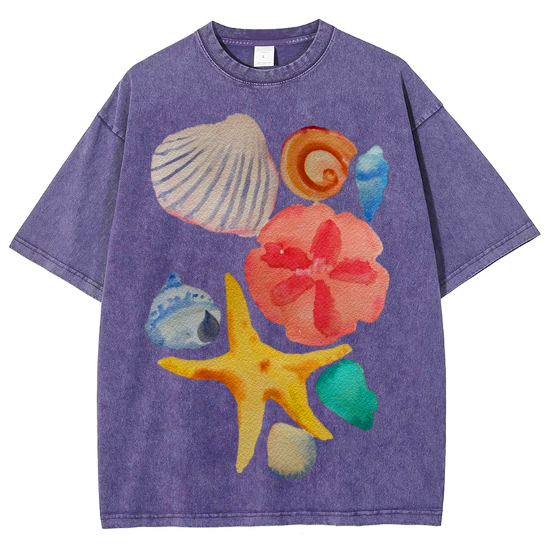 Sea Animals5 Solid Unisex Vintage Washed Tee