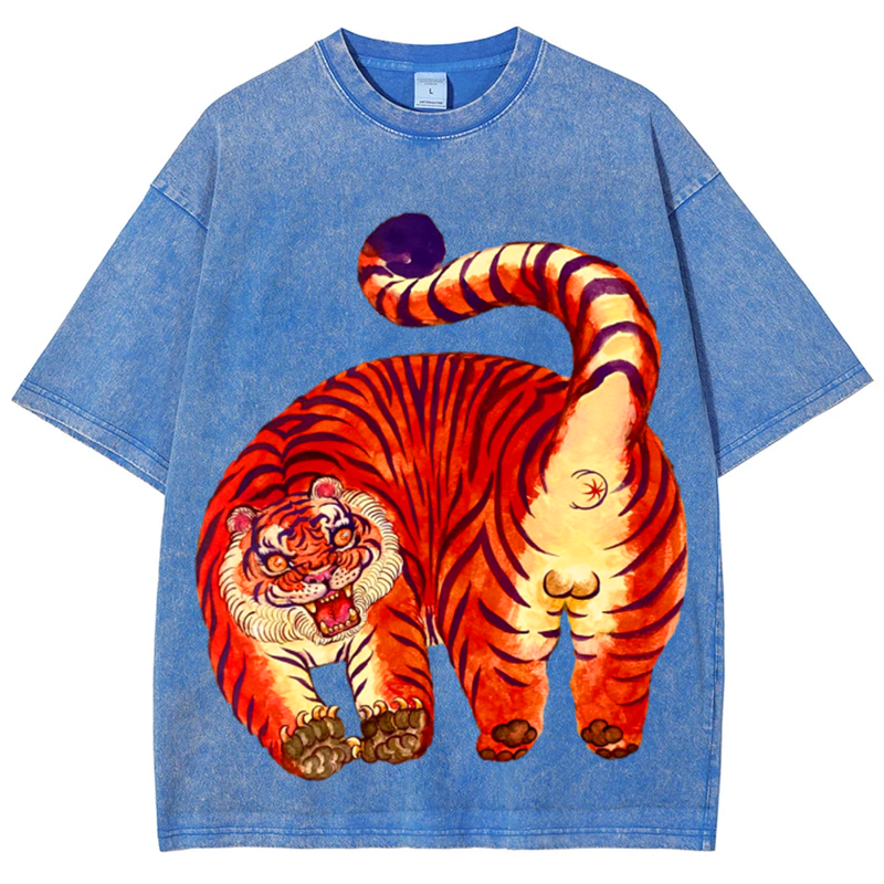 Red Tiger Solid Unisex Vintage Washed Tee