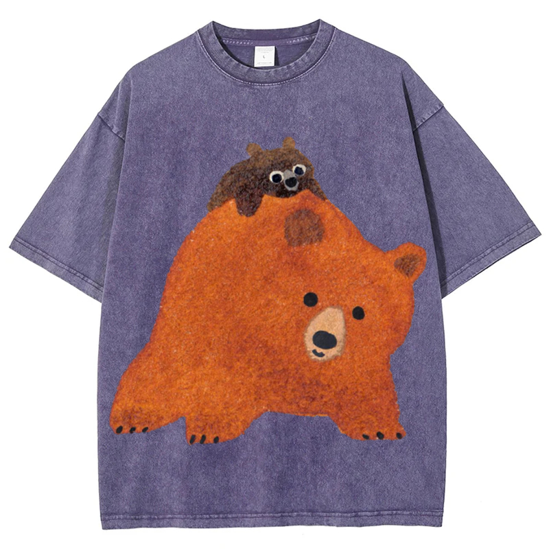 Cuty Bear Solid Unisex Vintage Washed Tee