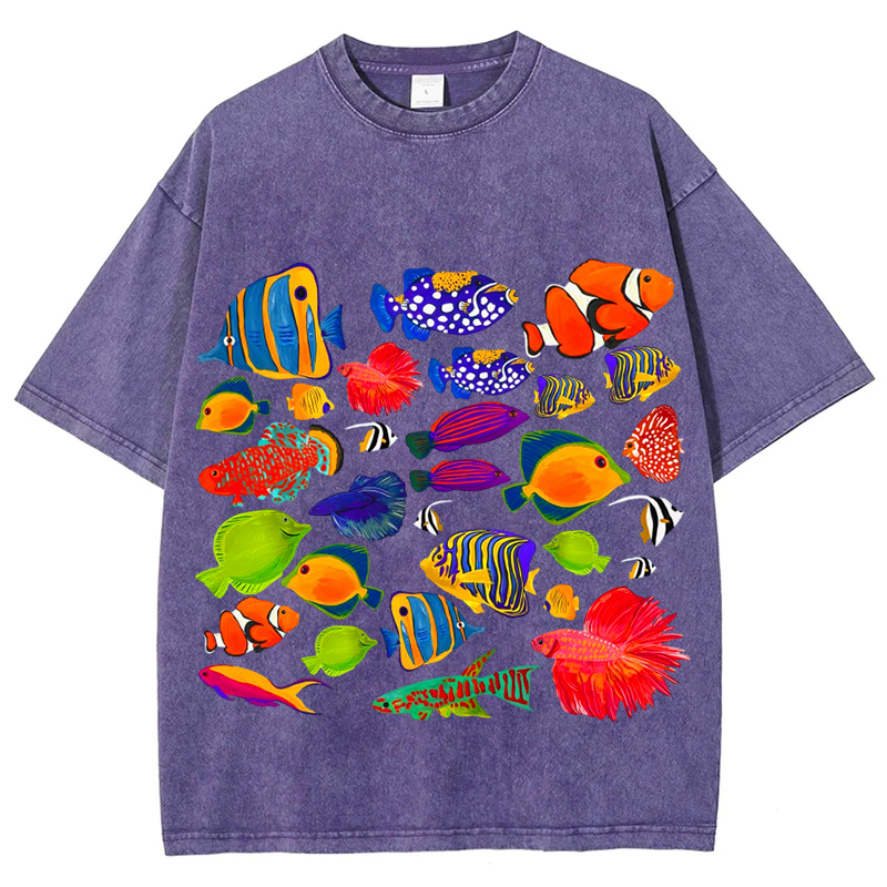 Sea Animals4 Solid Unisex Vintage Washed Tee