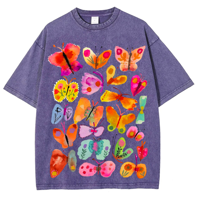 Butterfly2 Solid Unisex Vintage Washed Tee