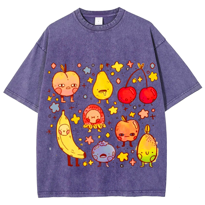 Kinds Of Fruits2 Solid Unisex Vintage Washed Tee