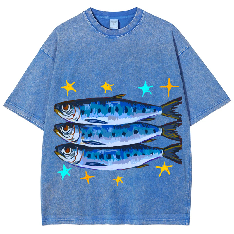 Sardines Solid Unisex Vintage Washed Tee