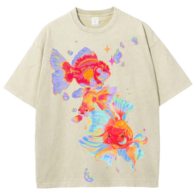 Koi Fish Solid Unisex Vintage Washed Tee