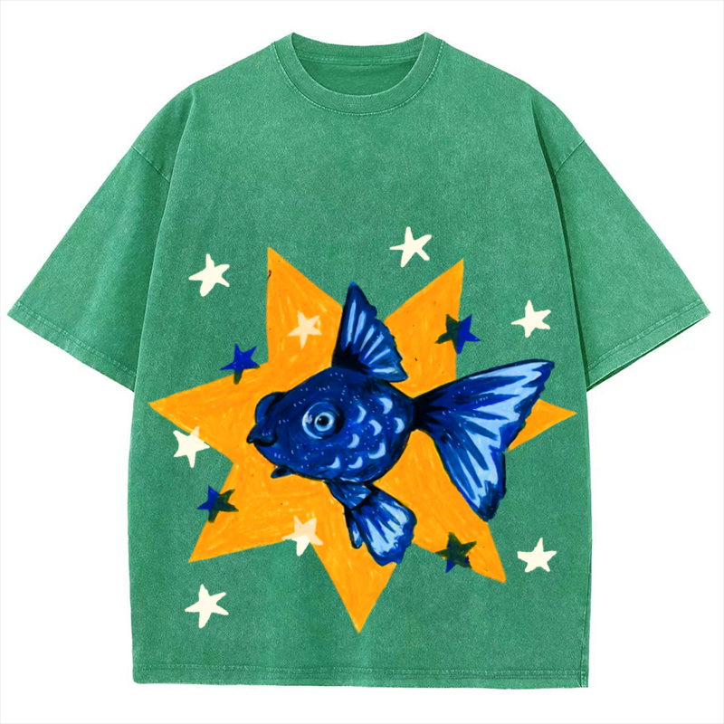 Star Fish Solid Unisex Vintage Washed Tee
