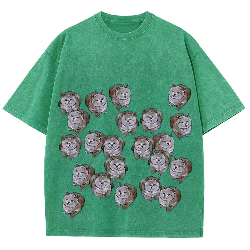 Gray Cats Solid Unisex Vintage Washed Tee