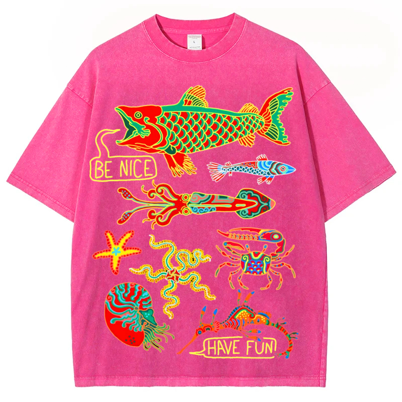 Sea Animals1 Solid Unisex Vintage Washed Tee