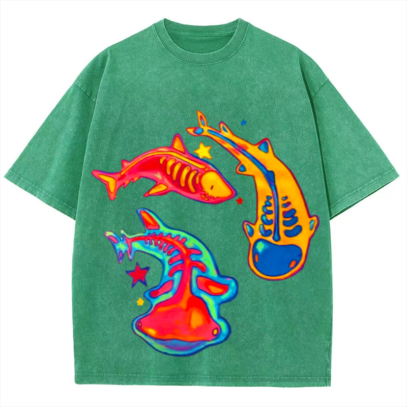 Sharks Fossil Solid Unisex Vintage Washed Tee