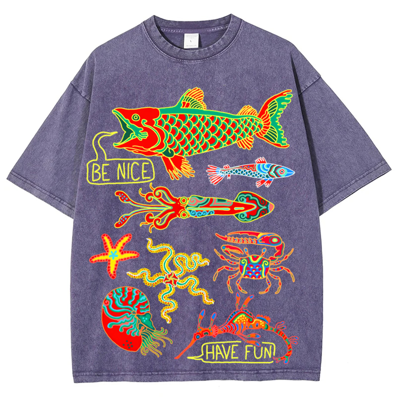 Have Fun Fish Solid Unisex Vintage Washed Tee