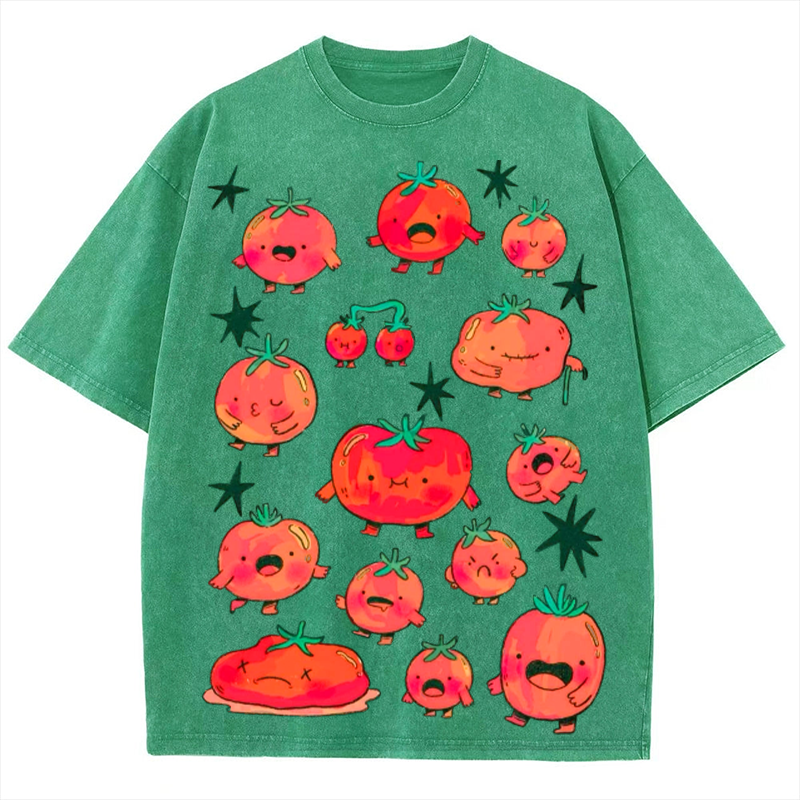 Cute Tomatos Solid Unisex Vintage Washed Tee