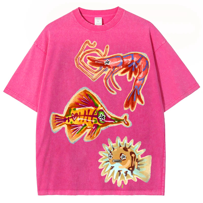 Sea Animals2 Solid Unisex Vintage Washed Tee