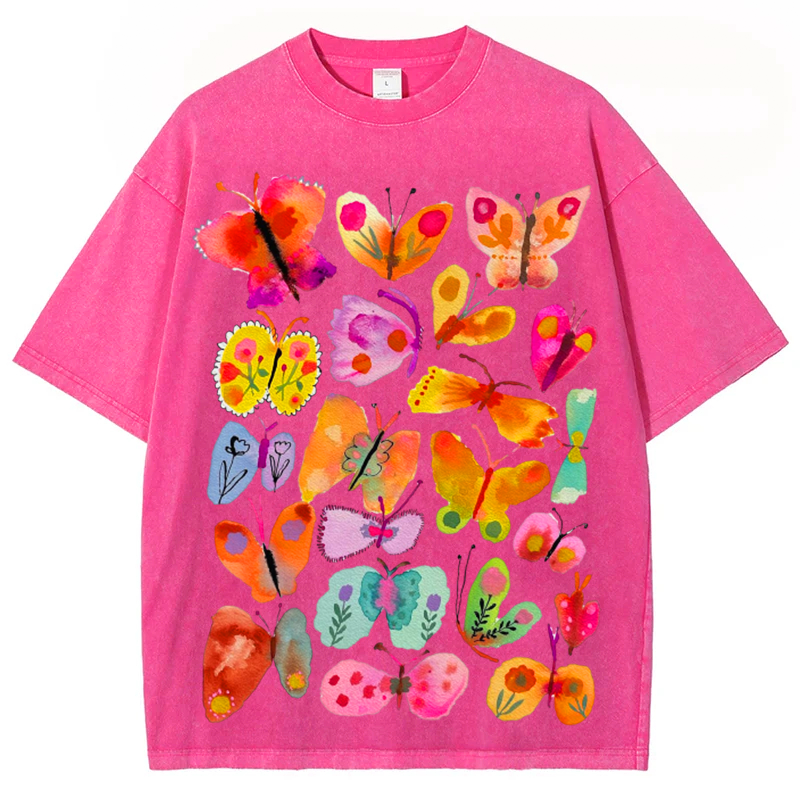 Butterfly2 Solid Unisex Vintage Washed Tee