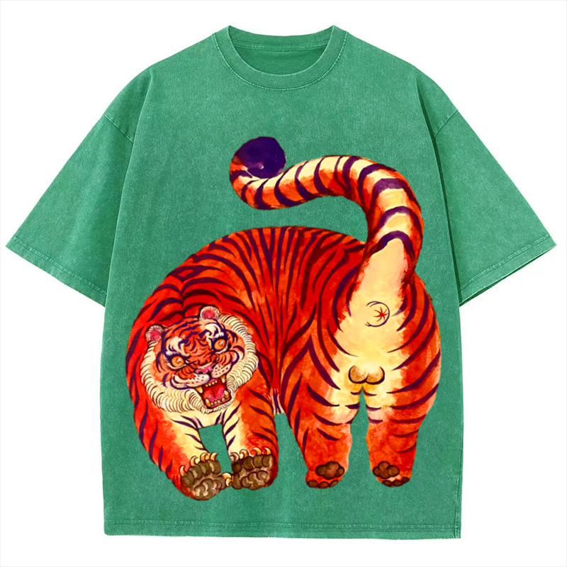 Red Tiger Solid Unisex Vintage Washed Tee