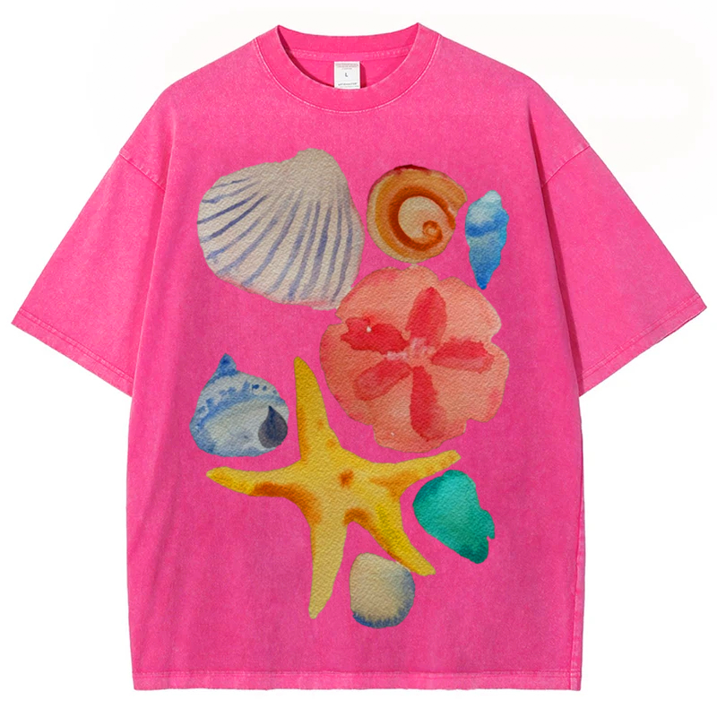 Sea Animals5 Solid Unisex Vintage Washed Tee