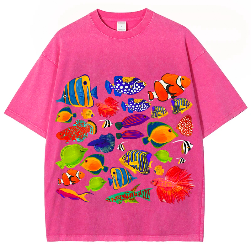 Sea Animals4 Solid Unisex Vintage Washed Tee