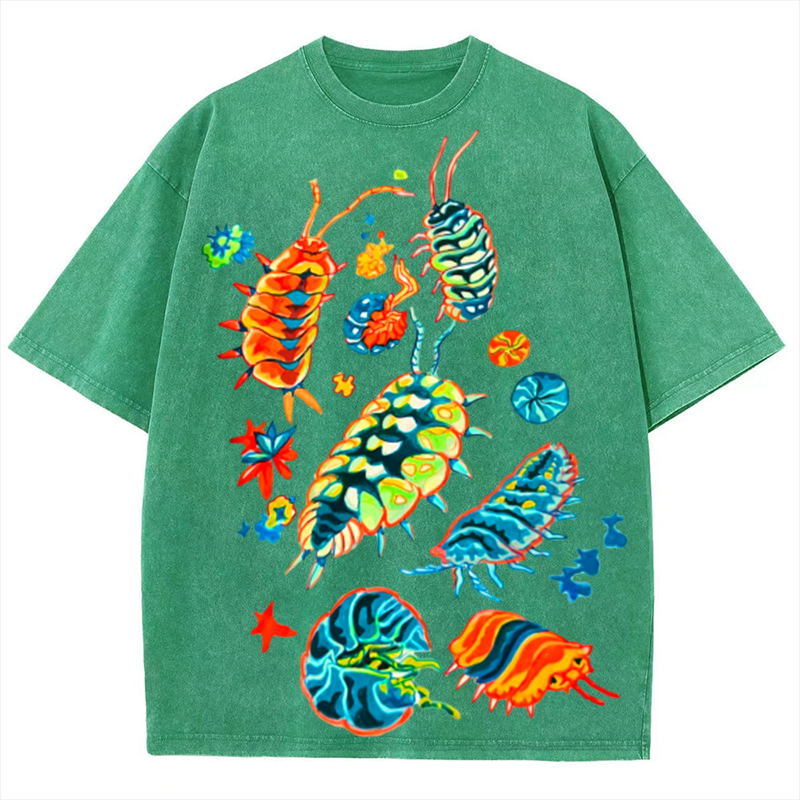 Colorful Inects Solid Unisex Vintage Washed Tee