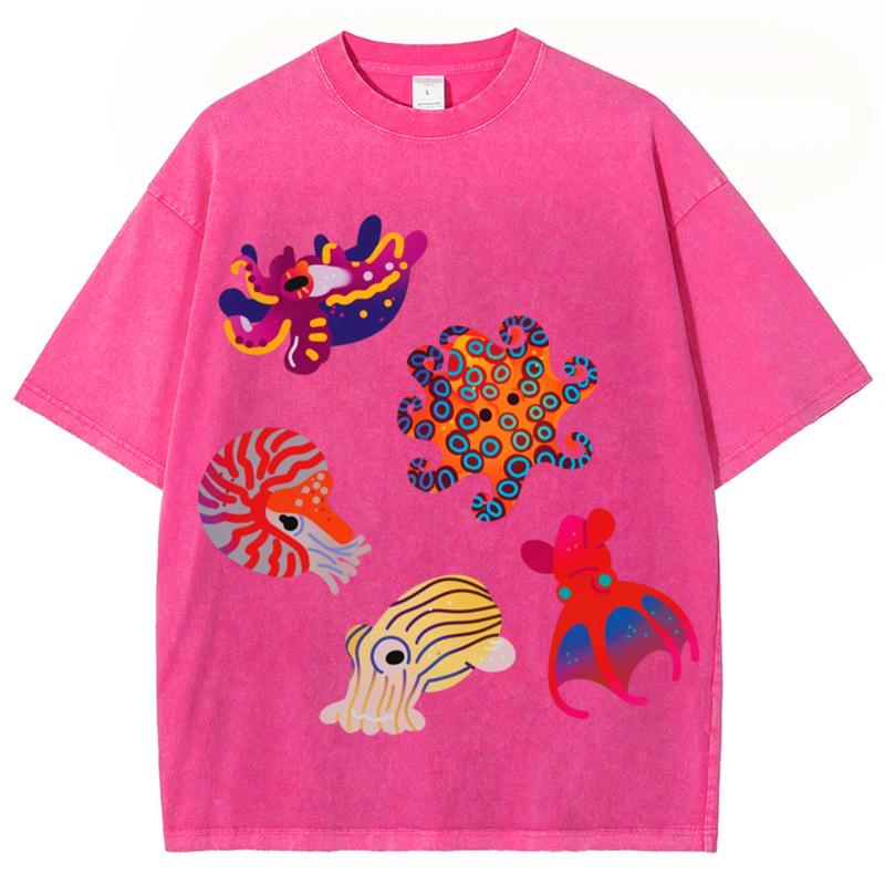 Sea Animals3 Solid Unisex Vintage Washed Tee