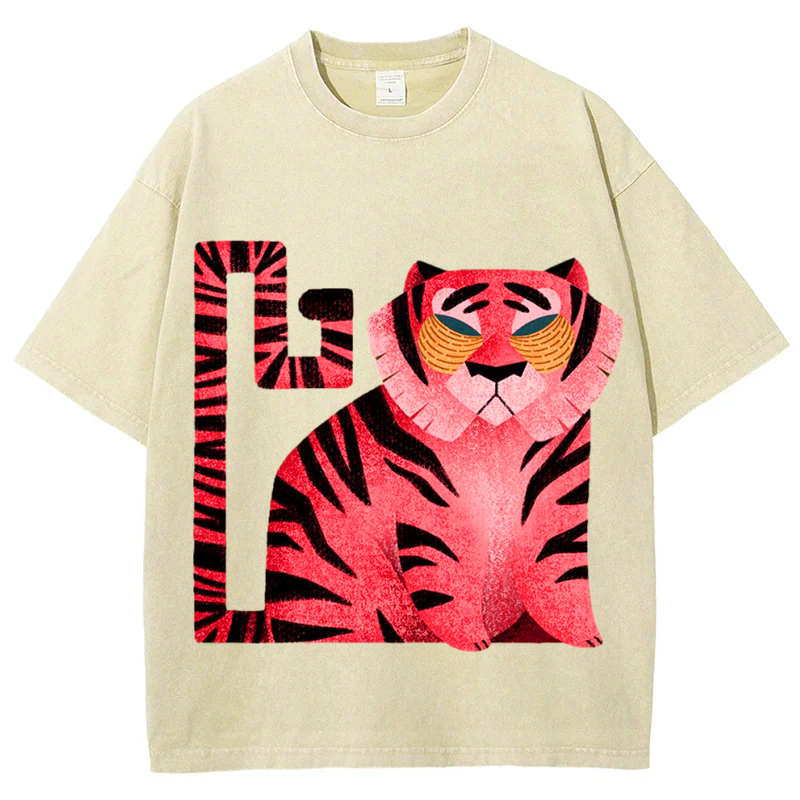 Square Tiger Solid Unisex Vintage Washed Tee