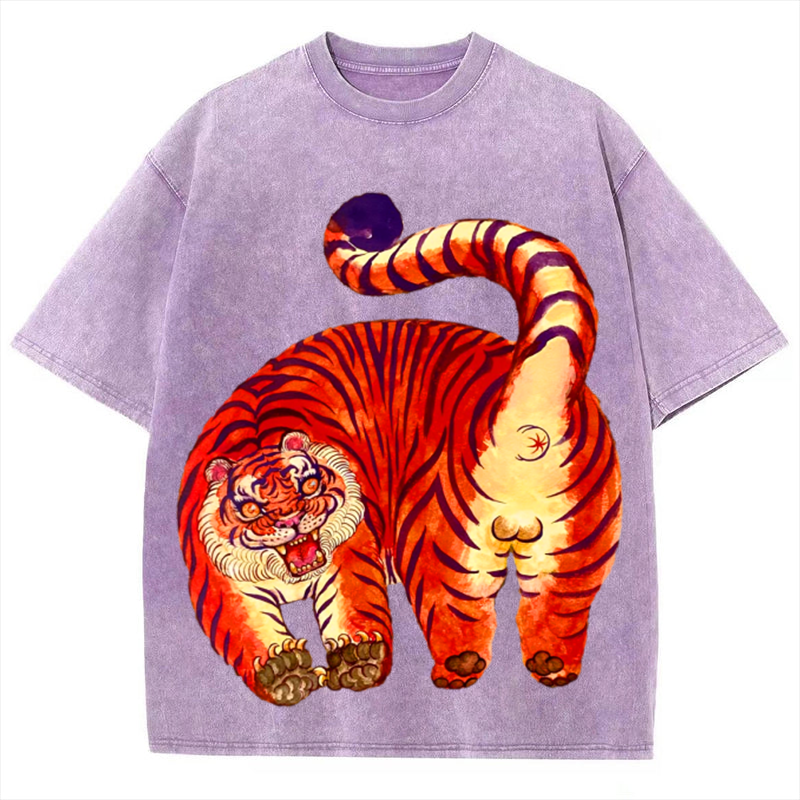 Red Tiger Solid Unisex Vintage Washed Tee
