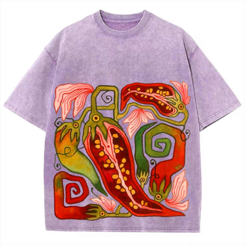 Red Pepper Solid Unisex Vintage Washed Tee