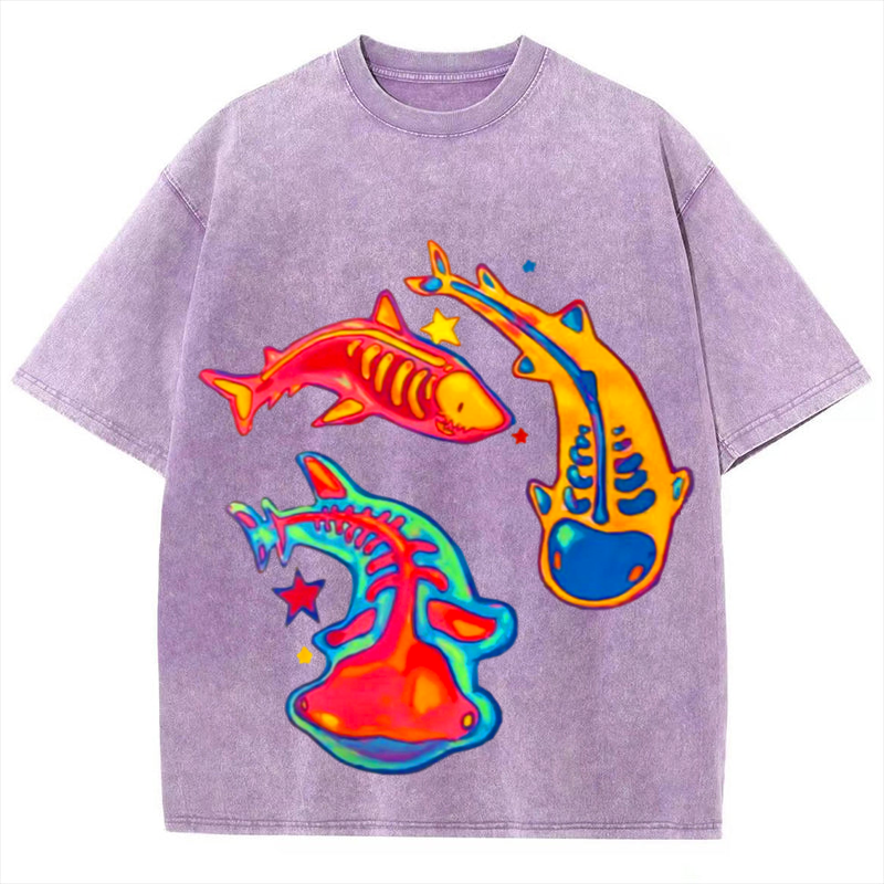 Sharks Fossil Solid Unisex Vintage Washed Tee