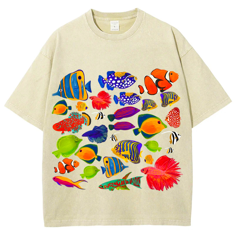 Sea Animals4 Solid Unisex Vintage Washed Tee